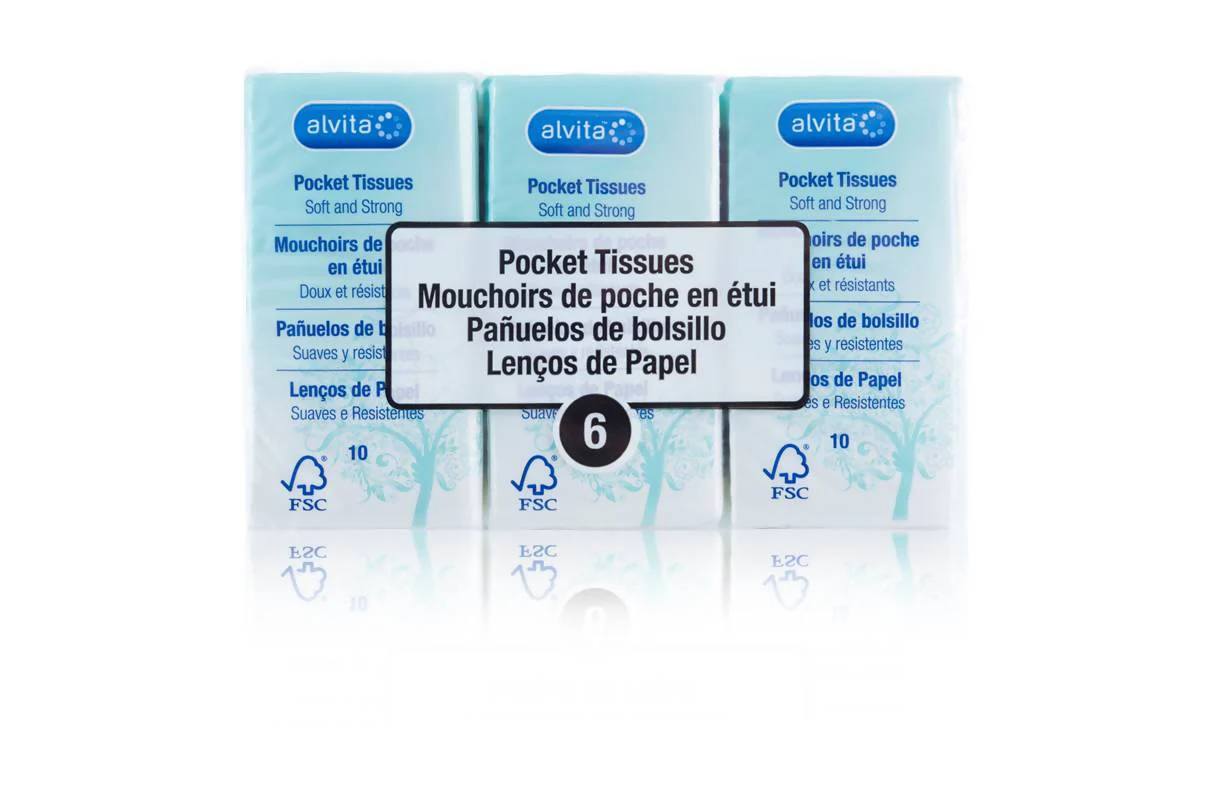 Alvita Tissues Wht Pocket 6Pk