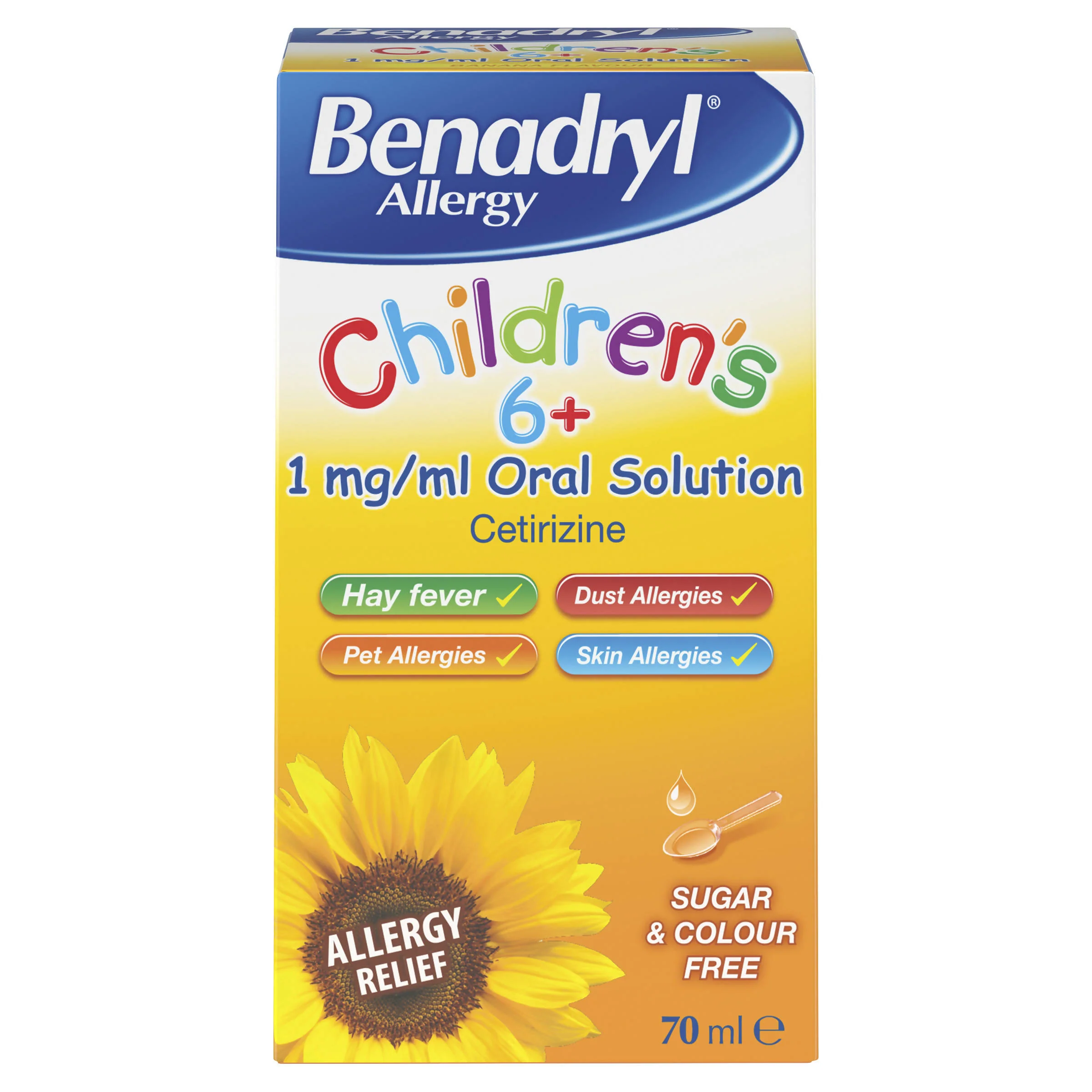 Benadryl Allergy Children's 6+ 1 mg/ml Oral Solution Banana Flavour 70ml