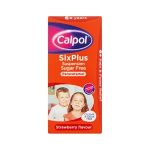 Calpol SixPlus Sugar Free Suspension, Paracetamol Medication, 6+ Years, Strawberry Flavour, 80ml