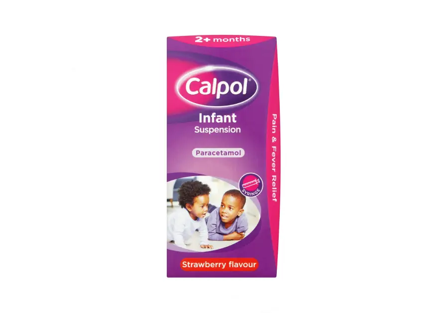 Calpol Sugar Free Infant Suspension, Paracetamol Medication, 2+ Months, Strawberry Flavour, 100ml
